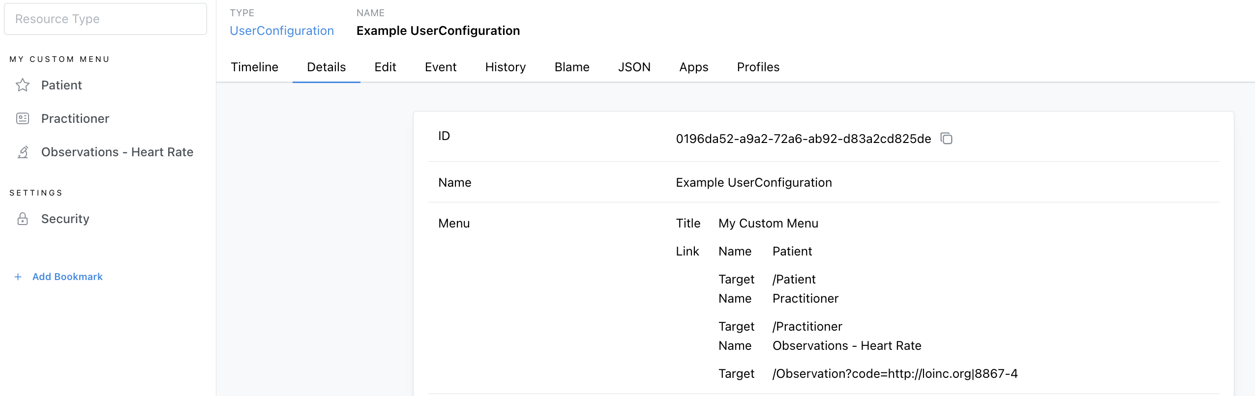 User Configuration Menu