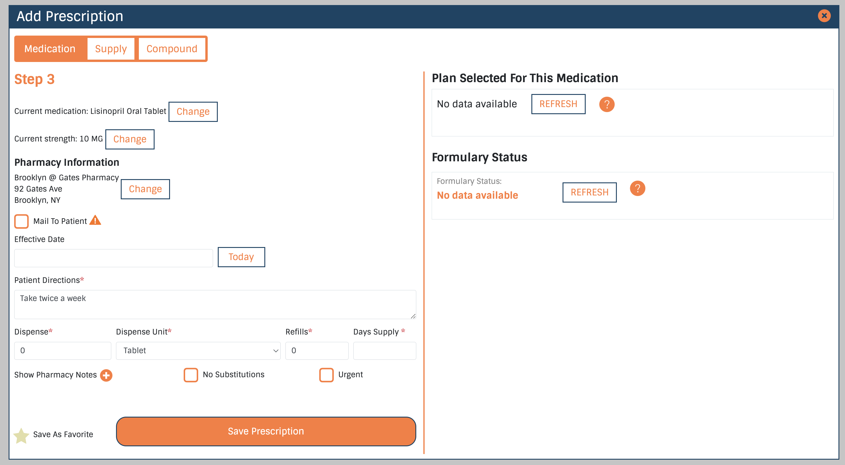 Step 4: Select a favorite medication