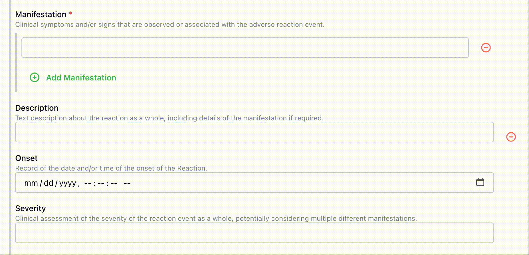 A user types "hives" into a search field, and the corresponding SNOMED code is displayed